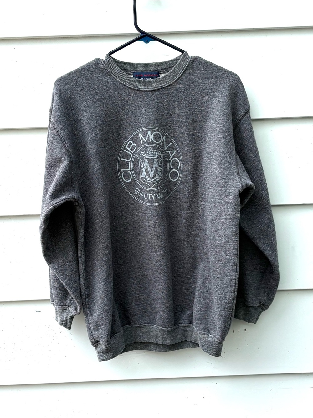 Club Monaco Charcoal Gray Crest Crewneck Sweatshirt | L